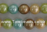 CSB1103 15.5 inches 12mm round mixed color shell pearl beads