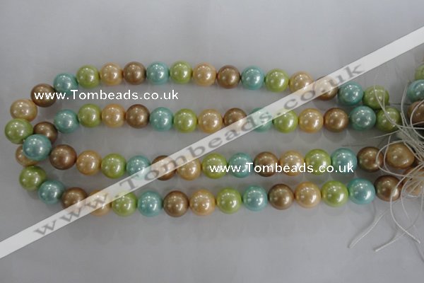 CSB1103 15.5 inches 12mm round mixed color shell pearl beads