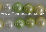 CSB1104 15.5 inches 12mm round mixed color shell pearl beads