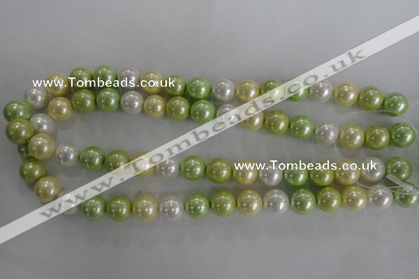 CSB1104 15.5 inches 12mm round mixed color shell pearl beads