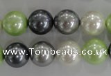 CSB1105 15.5 inches 12mm round mixed color shell pearl beads