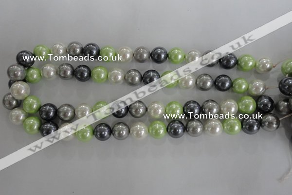 CSB1105 15.5 inches 12mm round mixed color shell pearl beads