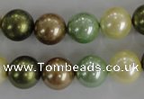 CSB1107 15.5 inches 12mm round mixed color shell pearl beads