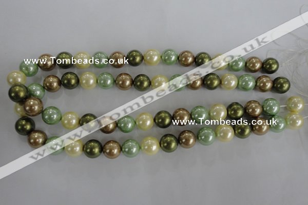 CSB1107 15.5 inches 12mm round mixed color shell pearl beads