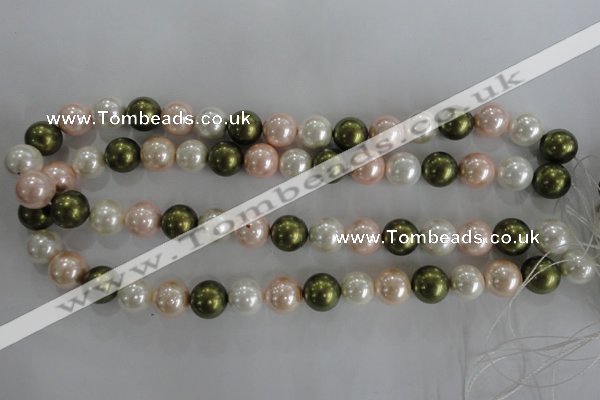 CSB1109 15.5 inches 12mm round mixed color shell pearl beads