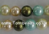 CSB1110 15.5 inches 12mm round mixed color shell pearl beads