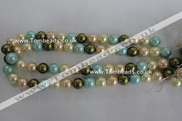 CSB1110 15.5 inches 12mm round mixed color shell pearl beads