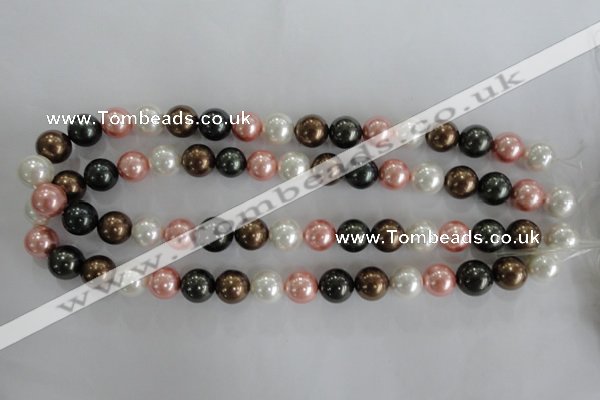 CSB1111 15.5 inches 12mm round mixed color shell pearl beads