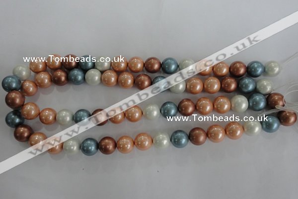 CSB1112 15.5 inches 12mm round mixed color shell pearl beads