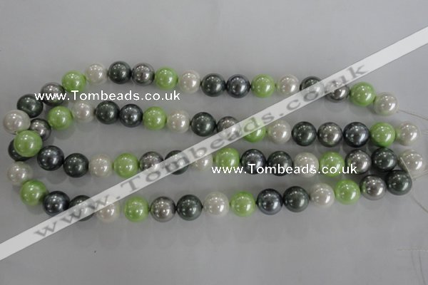 CSB1113 15.5 inches 12mm round mixed color shell pearl beads