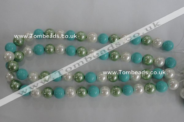 CSB1114 15.5 inches 12mm round mixed color shell pearl beads