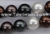 CSB1120 15.5 inches 14mm round mixed color shell pearl beads