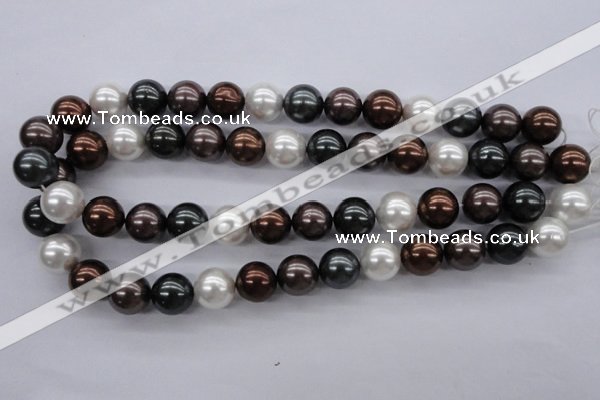 CSB1120 15.5 inches 14mm round mixed color shell pearl beads