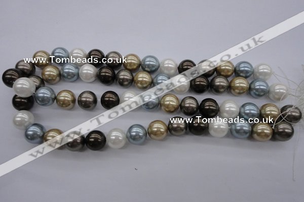 CSB1121 15.5 inches 14mm round mixed color shell pearl beads