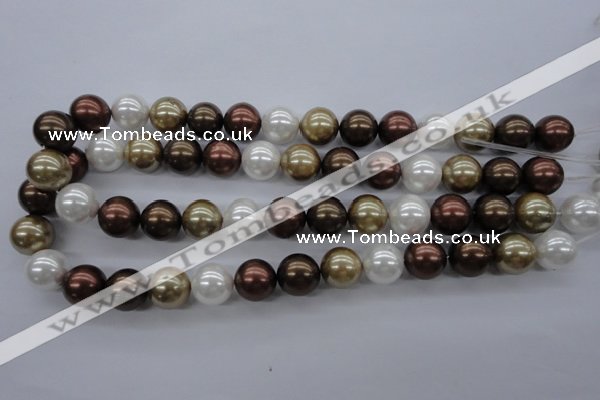 CSB1122 15.5 inches 14mm round mixed color shell pearl beads