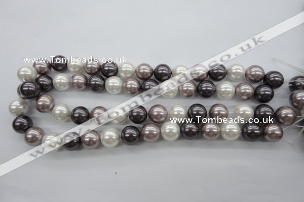 CSB1123 15.5 inches 14mm round mixed color shell pearl beads