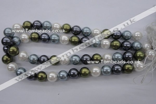 CSB1124 15.5 inches 14mm round mixed color shell pearl beads