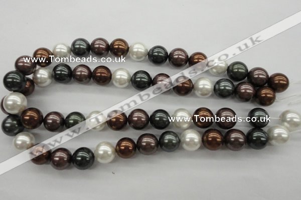 CSB1127 15.5 inches 14mm round mixed color shell pearl beads