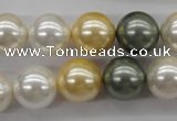 CSB1130 15.5 inches 14mm round mixed color shell pearl beads