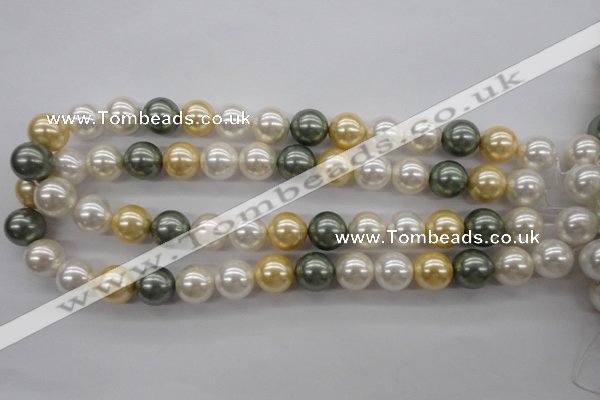 CSB1130 15.5 inches 14mm round mixed color shell pearl beads