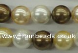 CSB1131 15.5 inches 14mm round mixed color shell pearl beads