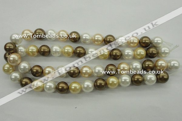 CSB1131 15.5 inches 14mm round mixed color shell pearl beads