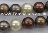 CSB1133 15.5 inches 14mm round mixed color shell pearl beads