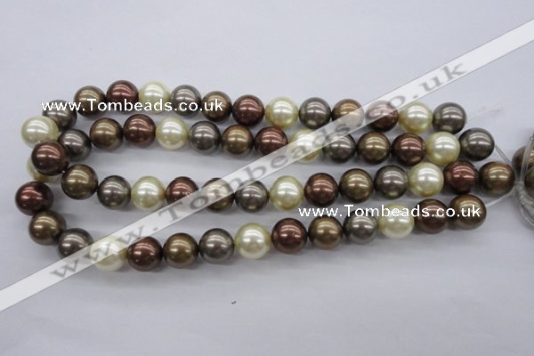 CSB1133 15.5 inches 14mm round mixed color shell pearl beads