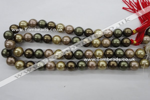 CSB1134 15.5 inches 14mm round mixed color shell pearl beads