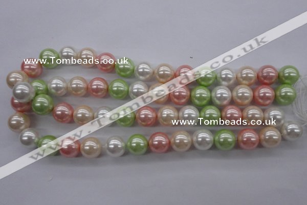 CSB1136 15.5 inches 14mm round mixed color shell pearl beads