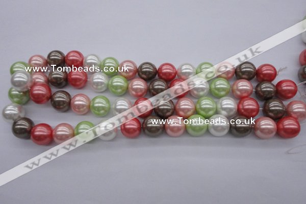 CSB1138 15.5 inches 14mm round mixed color shell pearl beads