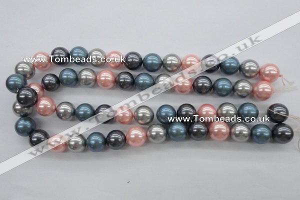 CSB1139 15.5 inches 14mm round mixed color shell pearl beads