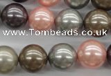 CSB1140 15.5 inches 14mm round mixed color shell pearl beads