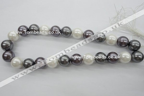 CSB1150 15.5 inches 16mm round mixed color shell pearl beads