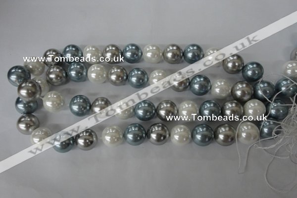 CSB1151 15.5 inches 16mm round mixed color shell pearl beads