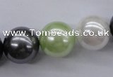 CSB1152 15.5 inches 16mm round mixed color shell pearl beads