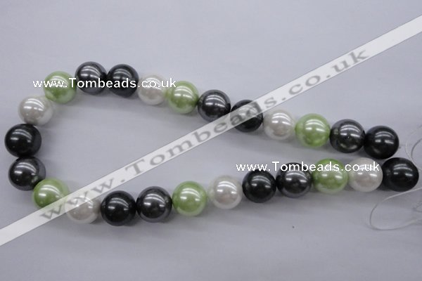 CSB1152 15.5 inches 16mm round mixed color shell pearl beads