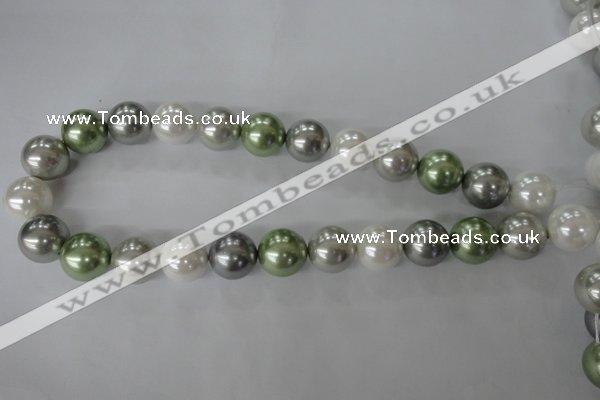 CSB1153 15.5 inches 16mm round mixed color shell pearl beads