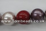 CSB1154 15.5 inches 16mm round mixed color shell pearl beads