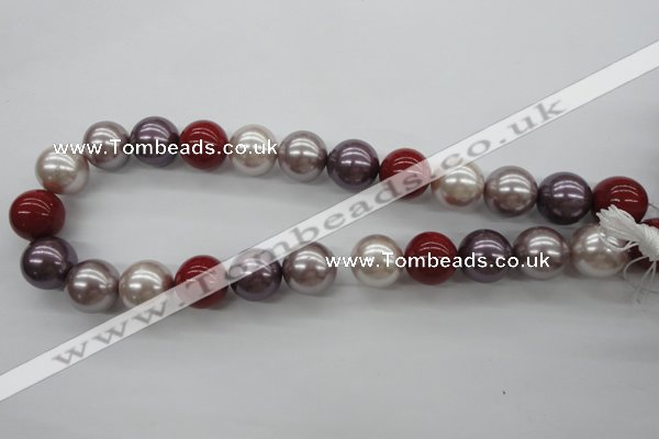 CSB1154 15.5 inches 16mm round mixed color shell pearl beads