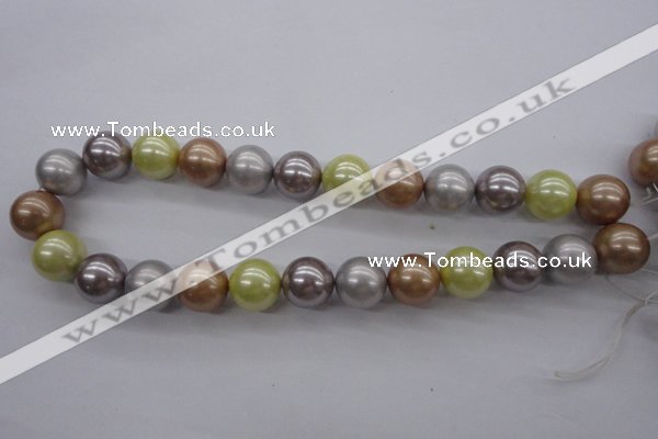 CSB1155 15.5 inches 16mm round mixed color shell pearl beads