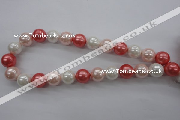 CSB1157 15.5 inches 16mm round mixed color shell pearl beads