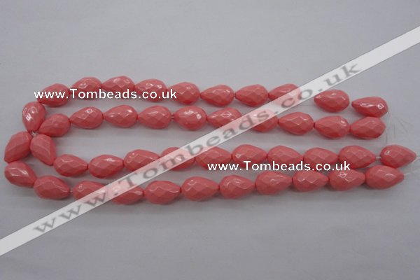 CSB1166 15.5 inches 12*18mm faceted teardrop shell pearl beads