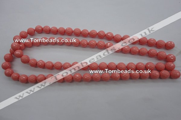 CSB1178 15.5 inches 10mm faceted round shell pearl beads