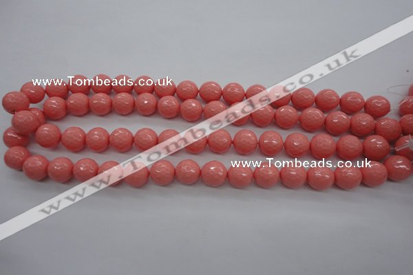 CSB1179 15.5 inches 12mm faceted round shell pearl beads