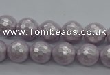 CSB1181 15.5 inches 8mm faceted round shell pearl beads