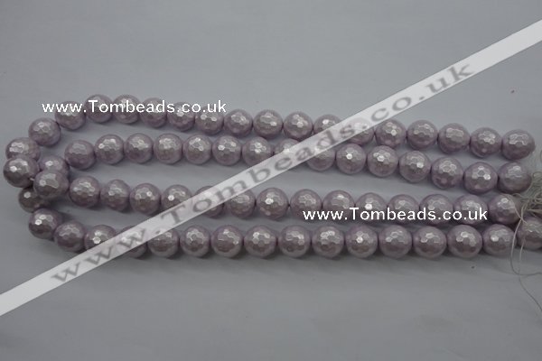 CSB1181 15.5 inches 8mm faceted round shell pearl beads