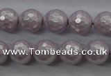 CSB1182 15.5 inches 10mm faceted round shell pearl beads