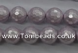 CSB1183 15.5 inches 12mm faceted round shell pearl beads