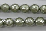 CSB1188 15.5 inches 12mm faceted round shell pearl beads